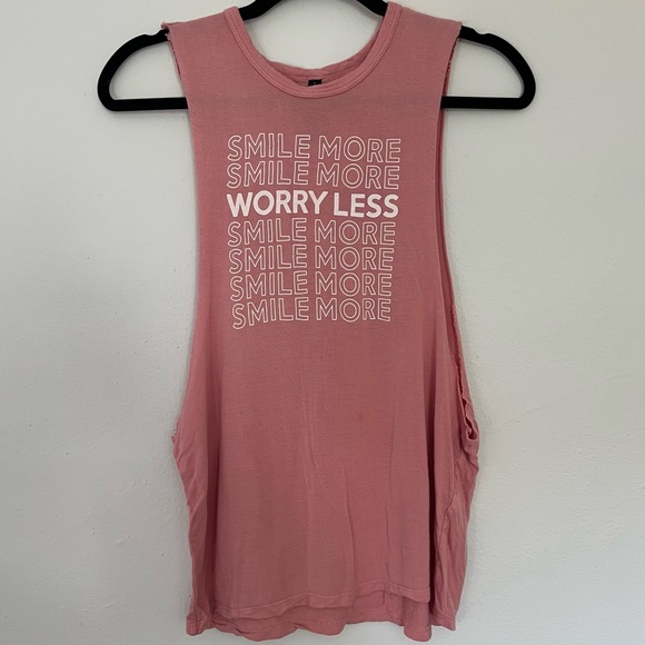 Live Love Dream Pink Muscle Tank “Smile More” - Picture 1 of 4